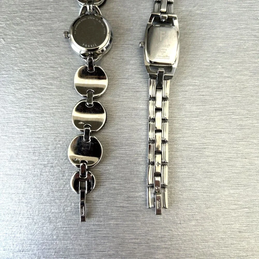 Lot of 2 Fossil Women's Watches Stainless Steel Bracelet Strap ES-9954 & ES-1871
